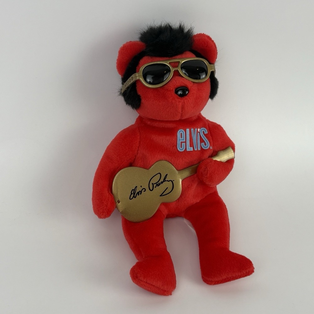 Ty Beanie Baby HEARTBEAR HOTEL ELVIS PRESLEY BEAR Playing Guitar Sunglasses 2009 - Picture 4 of 5